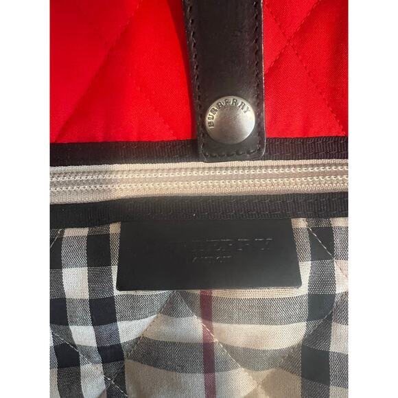 Authentic Burberry Red Quilted Nova Check Tote 15x11x5 Made in Italy Handbag - Picture 4 of 10